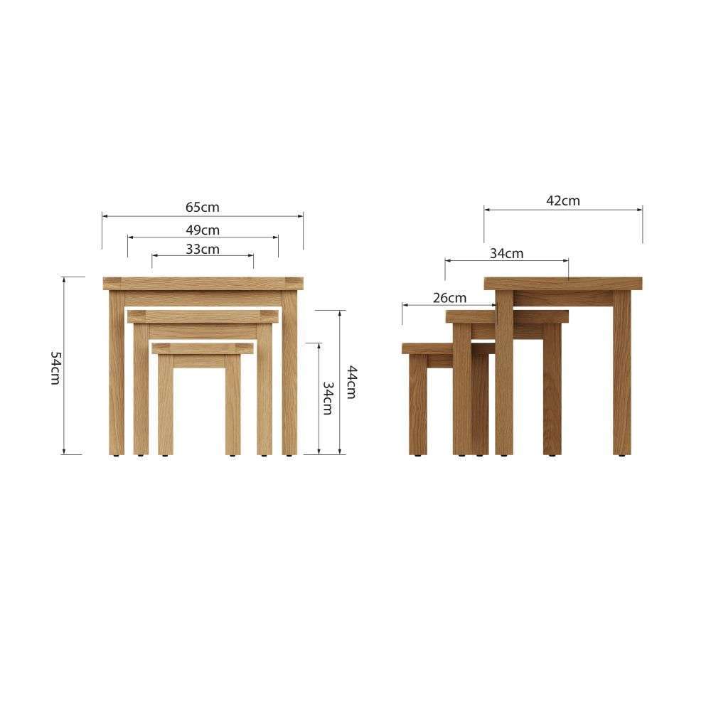 Essentials	CO Dining & Occasional	Nest Of 3 Tables Medium Oak finish