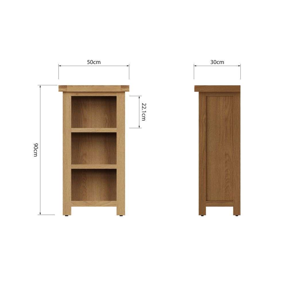 Essentials	CO Dining & Occasional	Narrow Bookcase Medium Oak finish