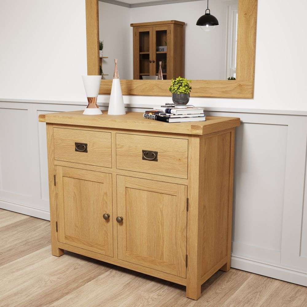 Essentials CO Dining & Occasional 2 Door 2 Drawer Sideboard Medium Oak finish