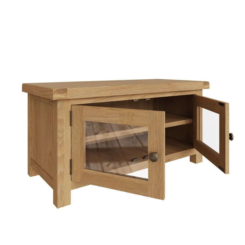 Essentials CO Dining & Occasional Standard TV Unit (With Glass Doors) Medium Oak finish