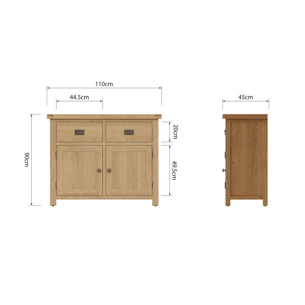 Essentials CO Dining & Occasional 2 Door 2 Drawer Sideboard Medium Oak finish