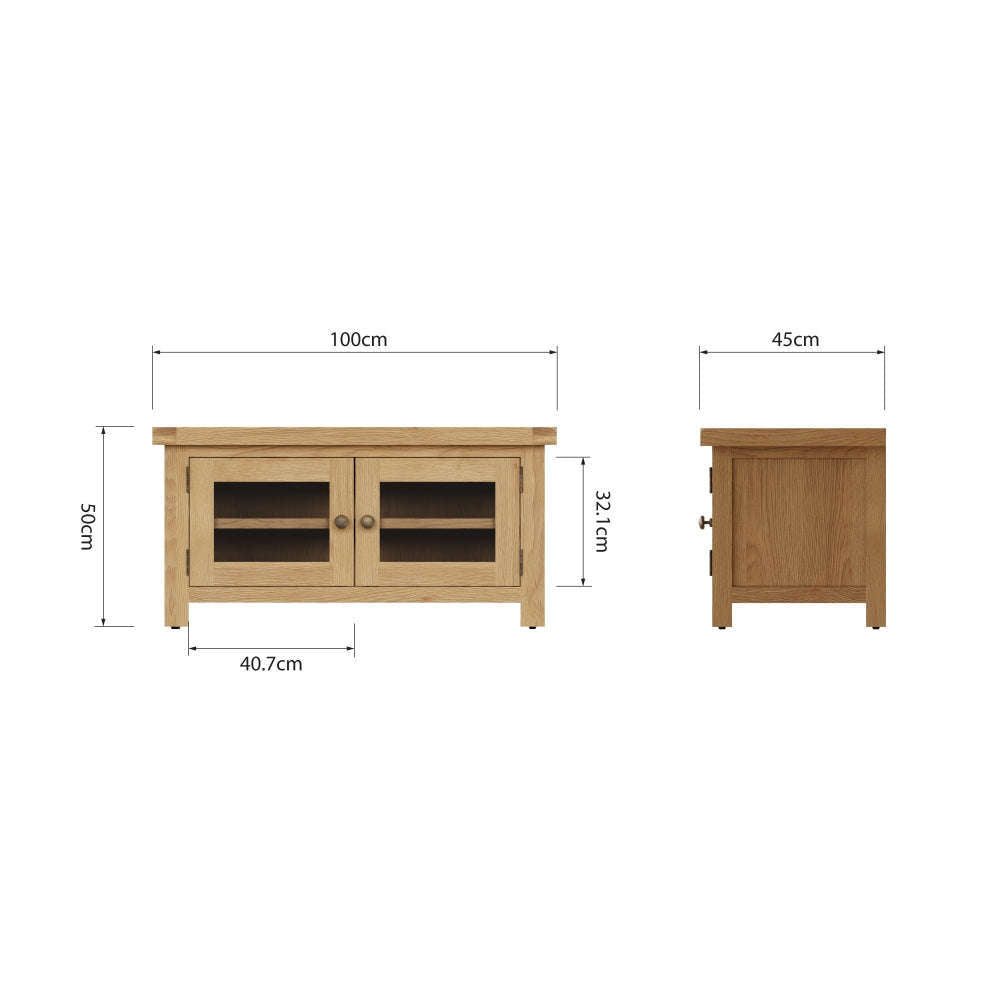 Essentials CO Dining & Occasional Standard TV Unit (With Glass Doors) Medium Oak finish