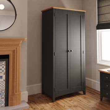 Essentials 2 Door Full Hanging Wardrobe - Grey