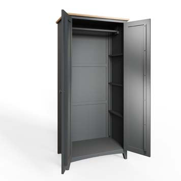 Essentials 2 Door Full Hanging Wardrobe - Grey