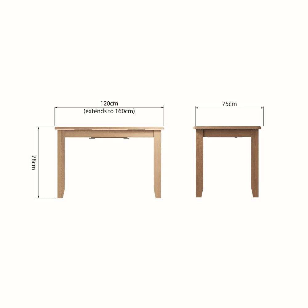 Essentials GAO Dining & Occasional 1.2M Extending Table Light oak