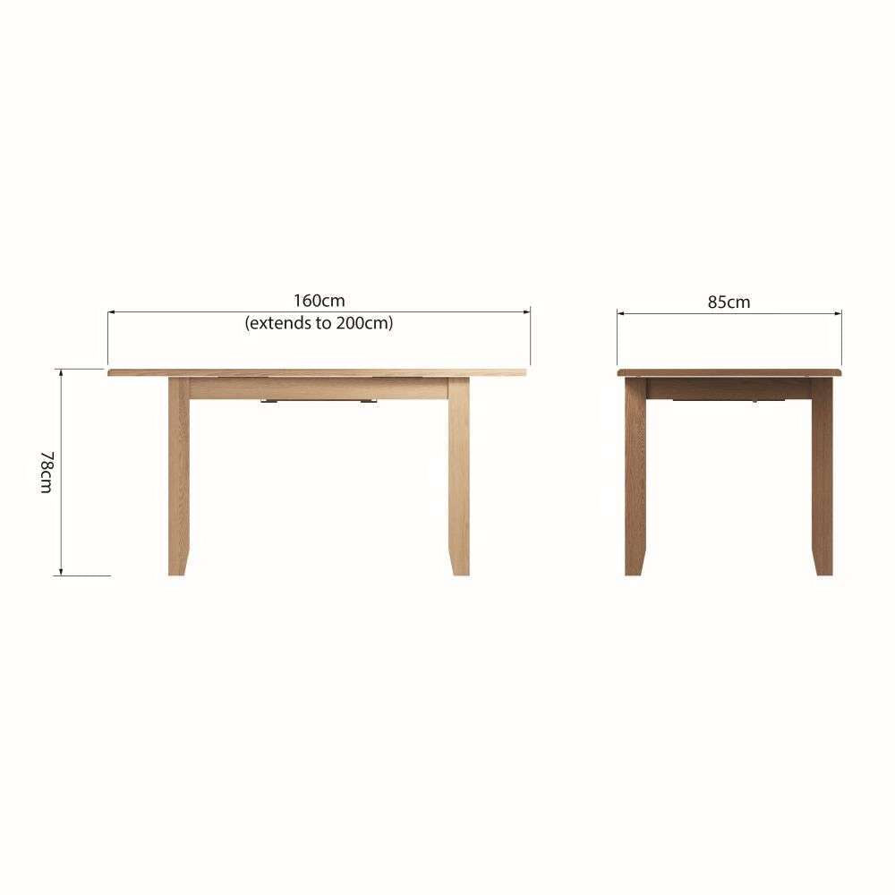 Essentials GAO Dining & Occasional 1.6M Extending Table Light oak