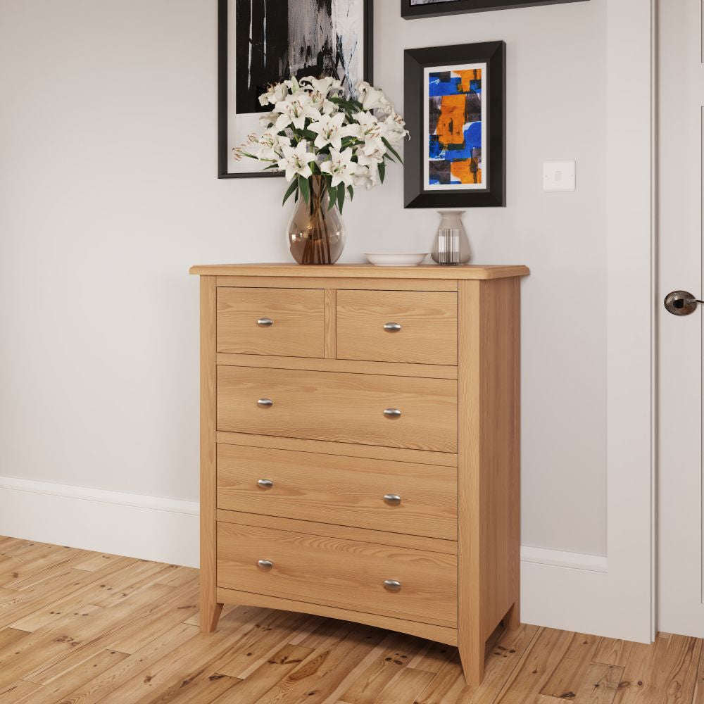 Essentials GAO Bedroom 2 Over 3 Chest Light oak