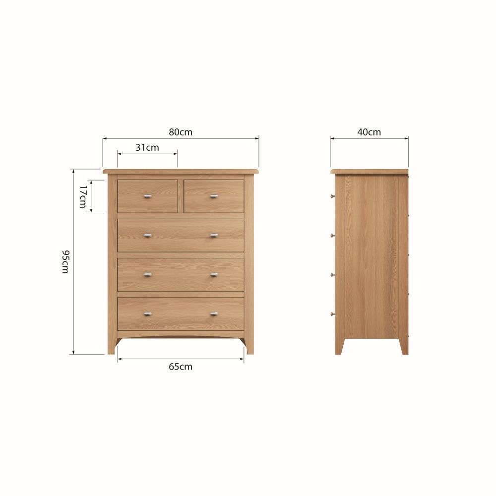 Essentials GAO Bedroom 2 Over 3 Chest Light oak