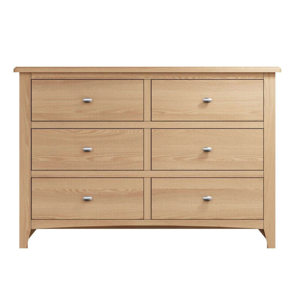 Essentials GAO Bedroom 6 Drawer Chest Light oak