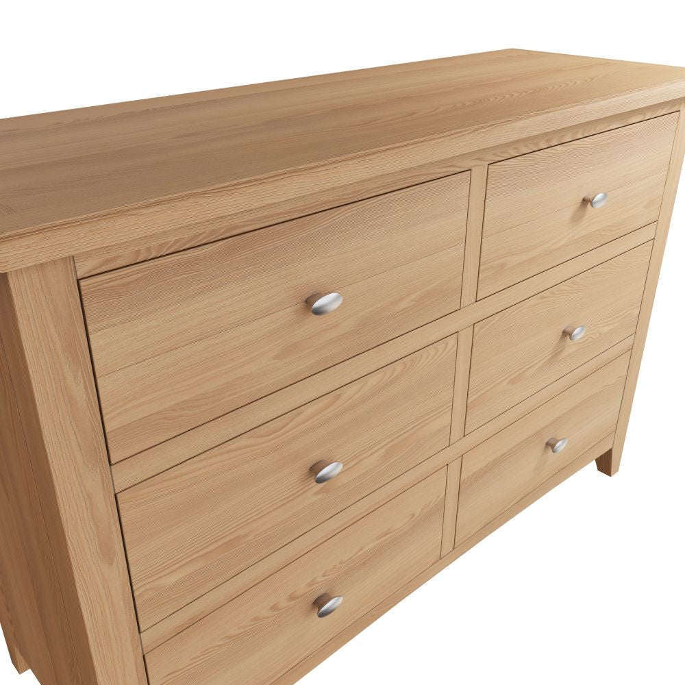 Essentials GAO Bedroom 6 Drawer Chest Light oak