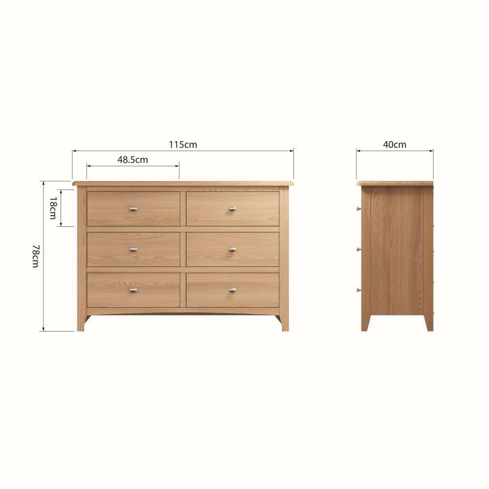 Essentials GAO Bedroom 6 Drawer Chest Light oak