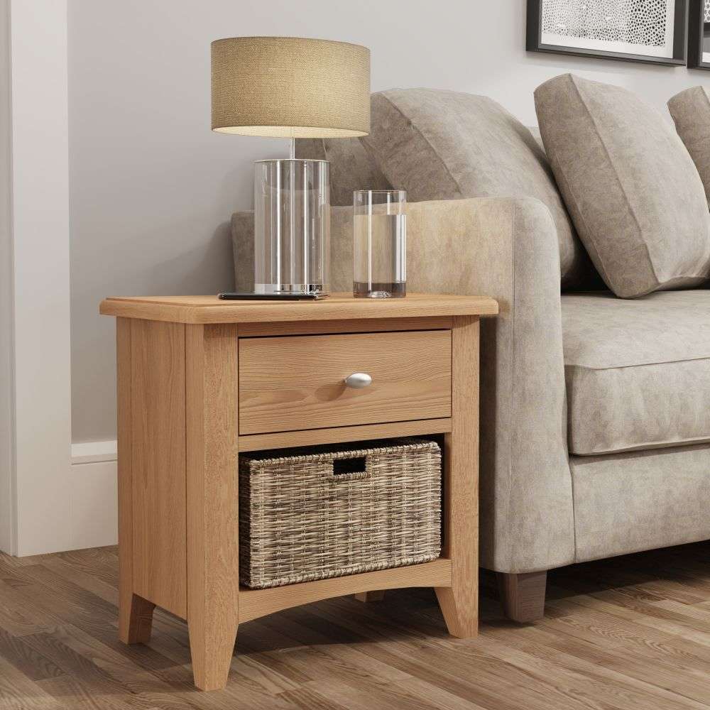 Essentials GAO Dining & Occasional 1 Drawer 1 Basket Unit Light oak