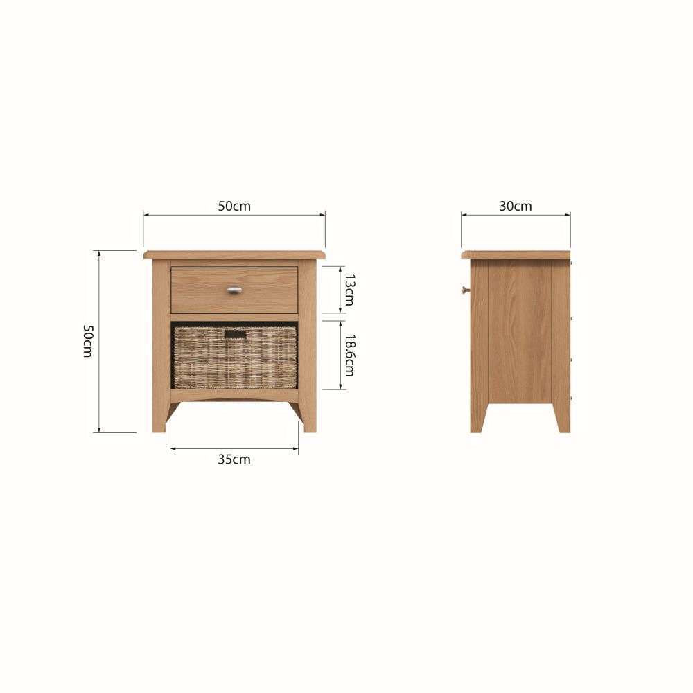 Essentials GAO Dining & Occasional 1 Drawer 1 Basket Unit Light oak