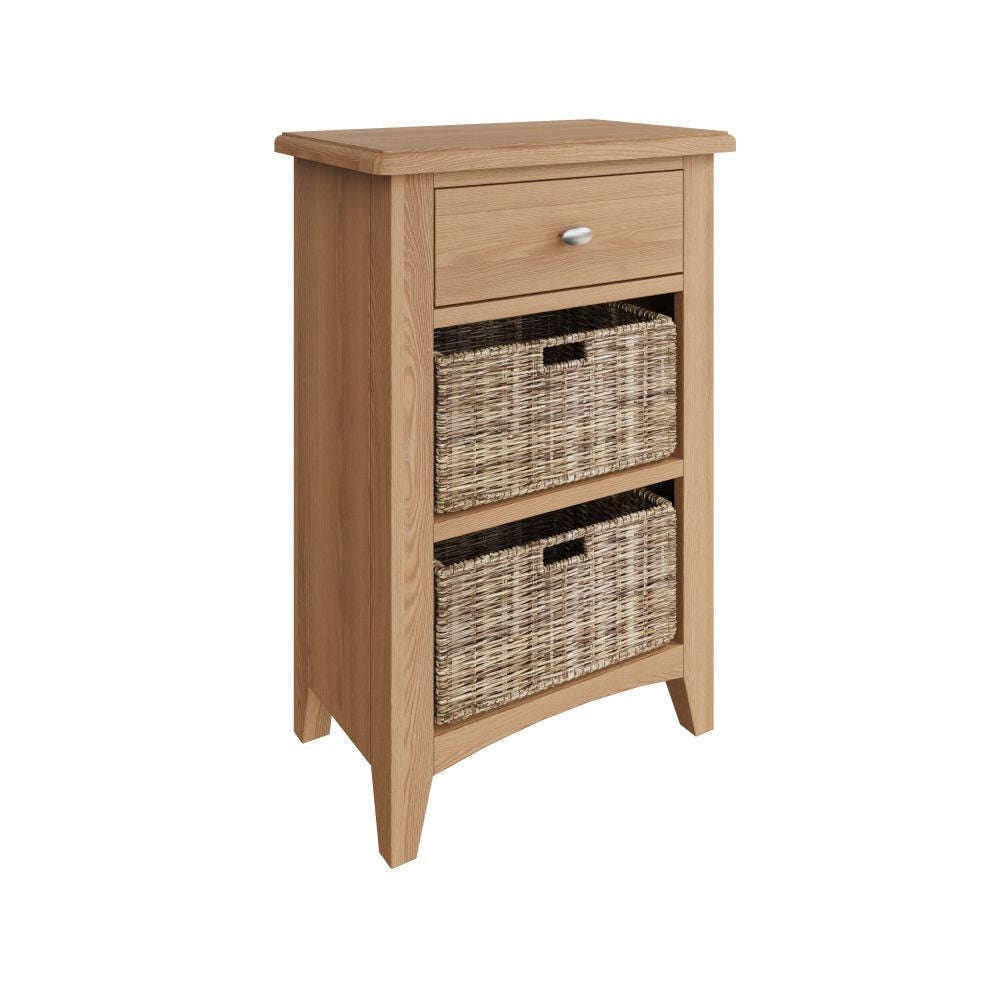 Essentials GAO Dining & Occasional 1 Drawer 2 Basket Unit Light oak