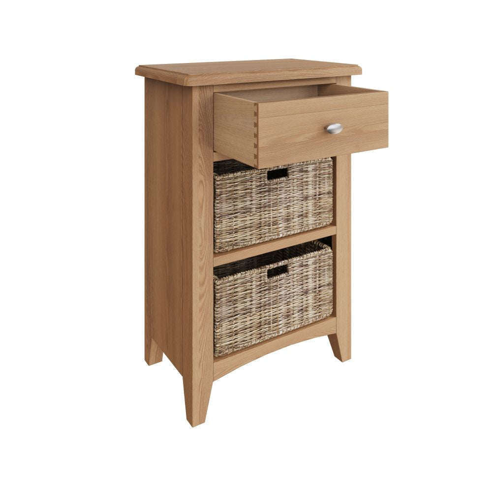 Essentials GAO Dining & Occasional 1 Drawer 2 Basket Unit Light oak