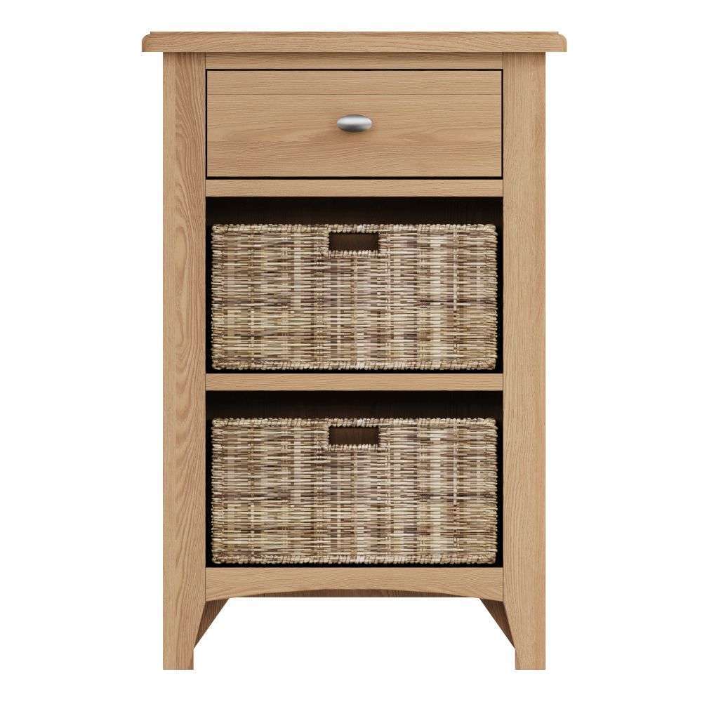 Essentials GAO Dining & Occasional 1 Drawer 2 Basket Unit Light oak