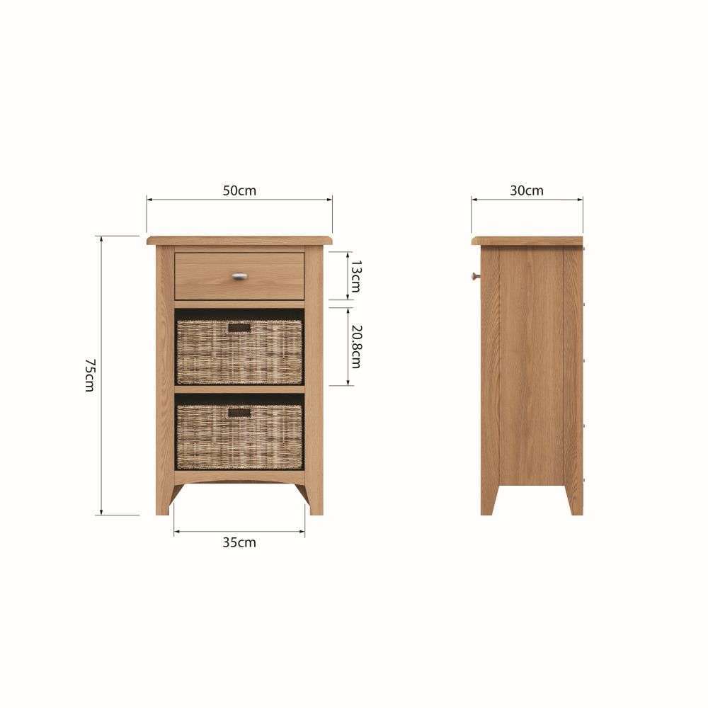 Essentials GAO Dining & Occasional 1 Drawer 2 Basket Unit Light oak