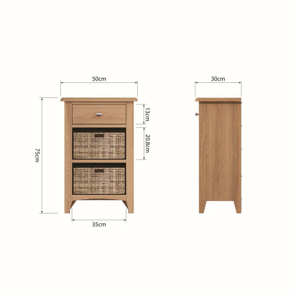 Essentials GAO Dining & Occasional 1 Drawer 2 Basket Unit	Light oak