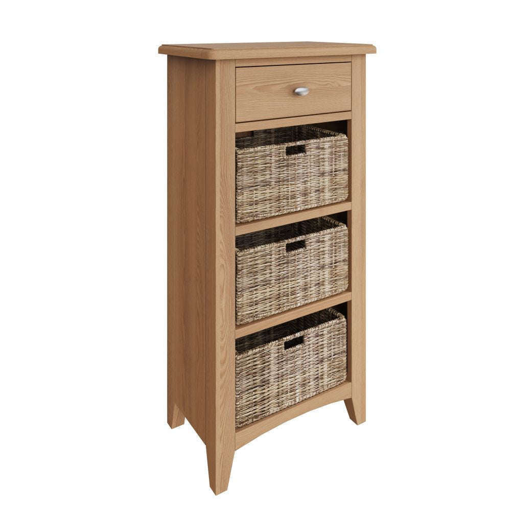 Essentials GAO Dining & Occasional 1 Drawer 3 Basket Unit Light oak