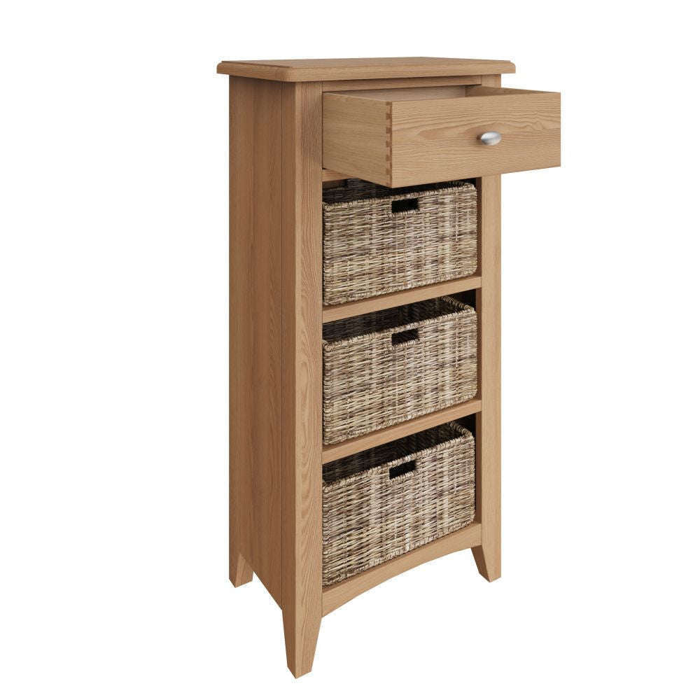 Essentials GAO Dining & Occasional 1 Drawer 3 Basket Unit Light oak