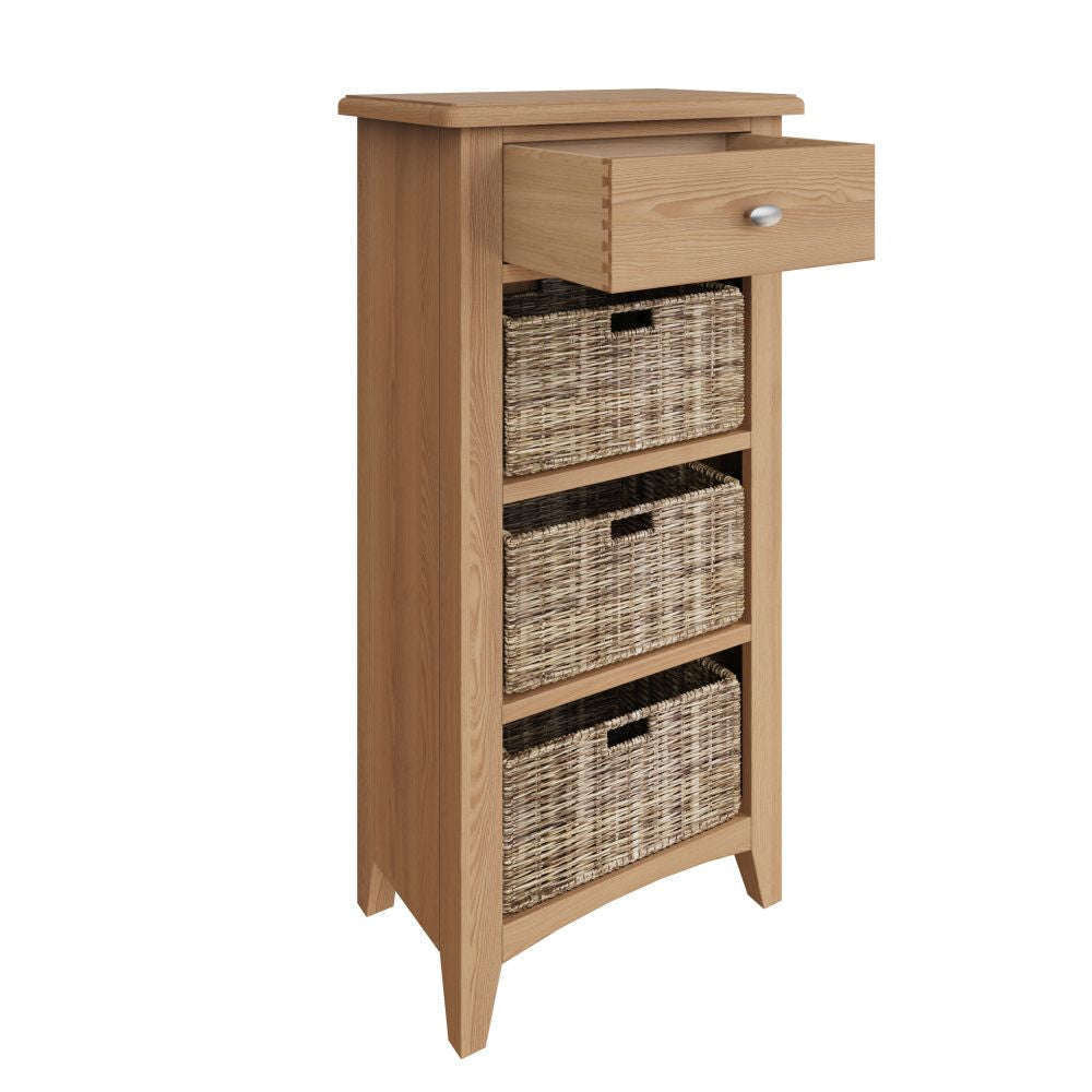 Essentials GAO Dining & Occasional 1 Drawer 3 Basket Unit	Light oak