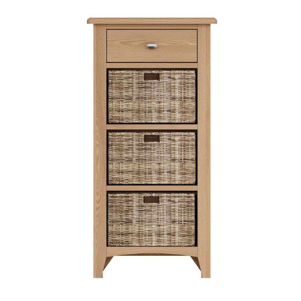 Essentials GAO Dining & Occasional 1 Drawer 3 Basket Unit Light oak