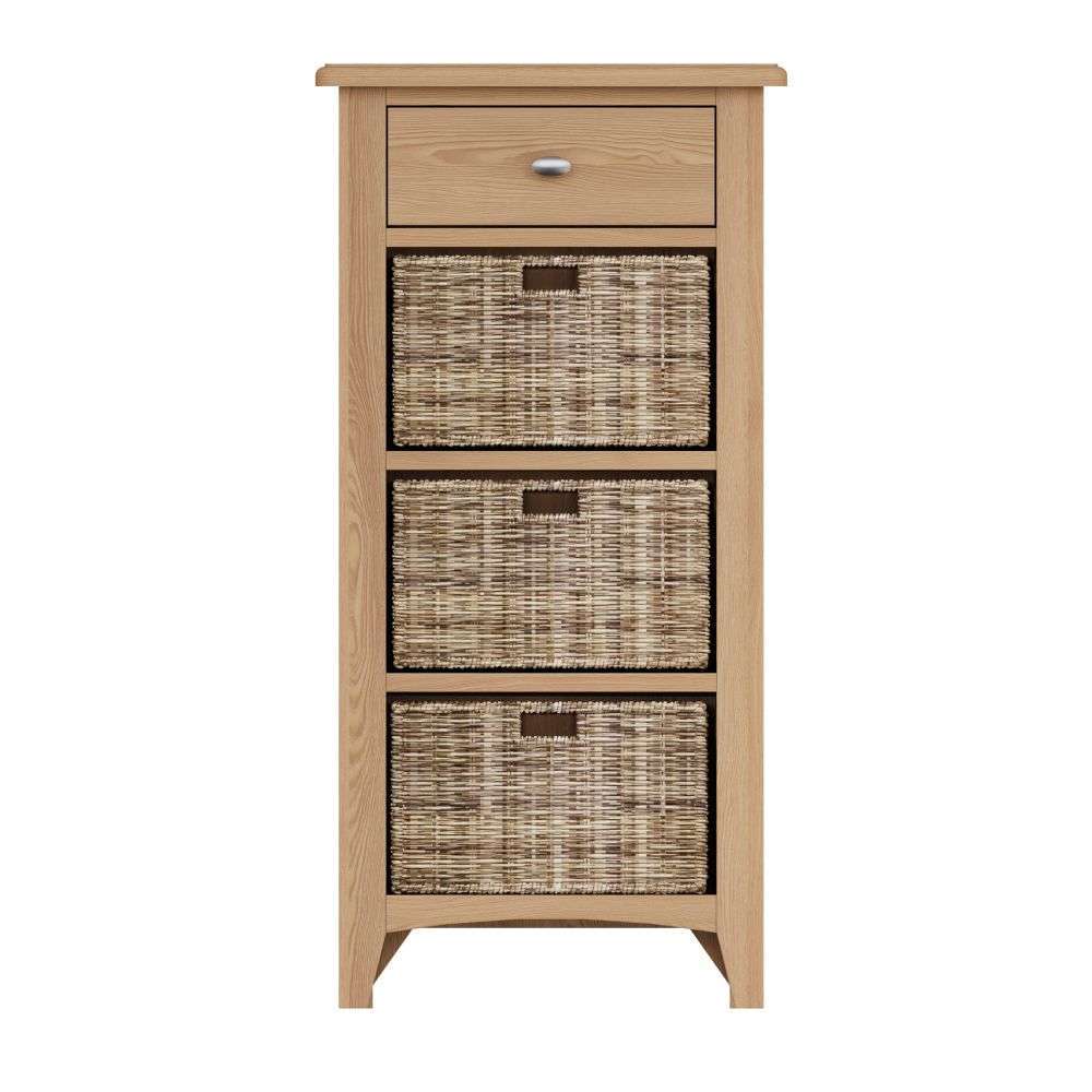 Essentials GAO Dining & Occasional 1 Drawer 3 Basket Unit	Light oak