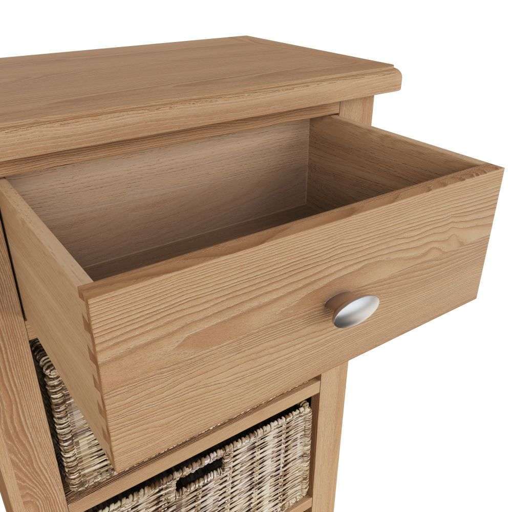 Essentials GAO Dining & Occasional 1 Drawer 3 Basket Unit Light oak