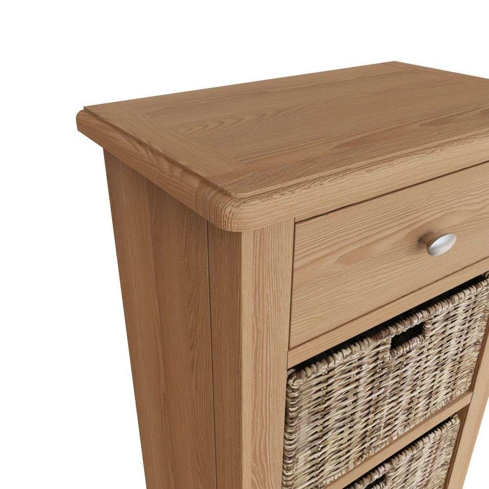 Essentials GAO Dining & Occasional 1 Drawer 3 Basket Unit Light oak