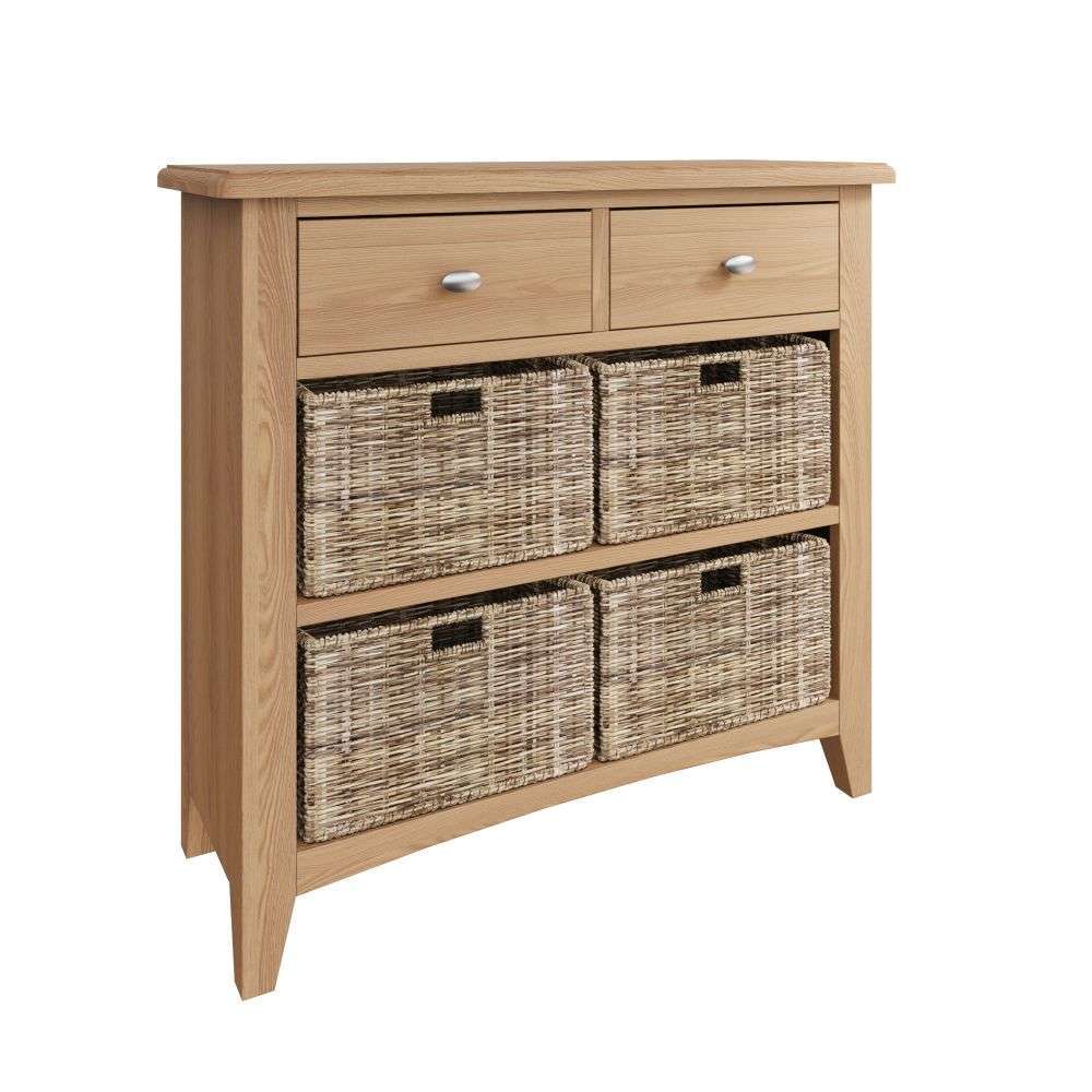 Essentials GAO Dining & Occasional 2 Drawer 4 Basket Unit Light oak