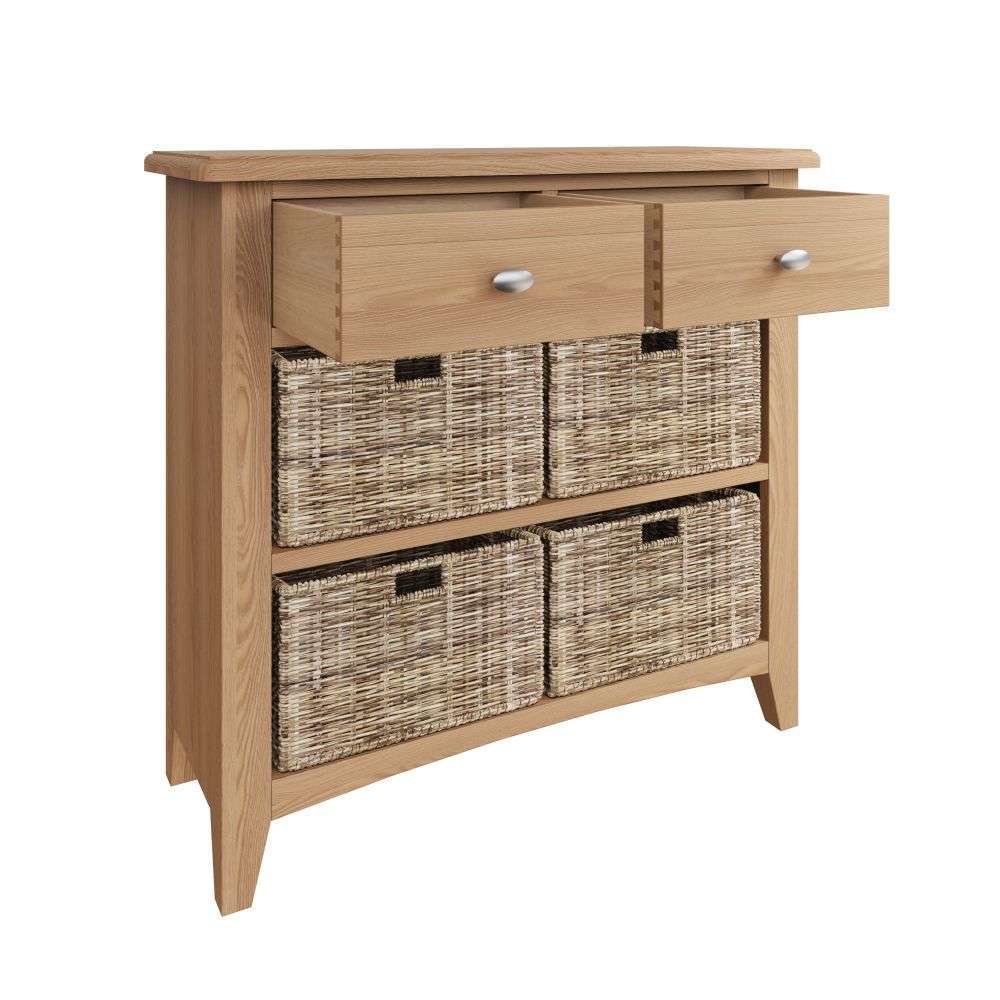 Essentials GAO Dining & Occasional 2 Drawer 4 Basket Unit Light oak