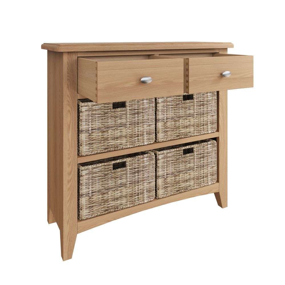 Essentials GAO Dining & Occasional 2 Drawer 4 Basket Unit	Light oak