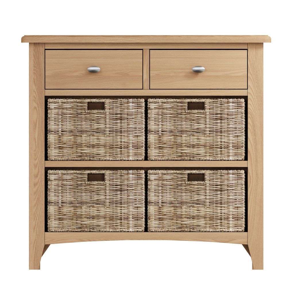 Essentials GAO Dining & Occasional 2 Drawer 4 Basket Unit Light oak
