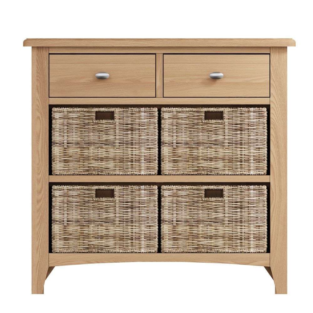 Essentials GAO Dining & Occasional 2 Drawer 4 Basket Unit	Light oak