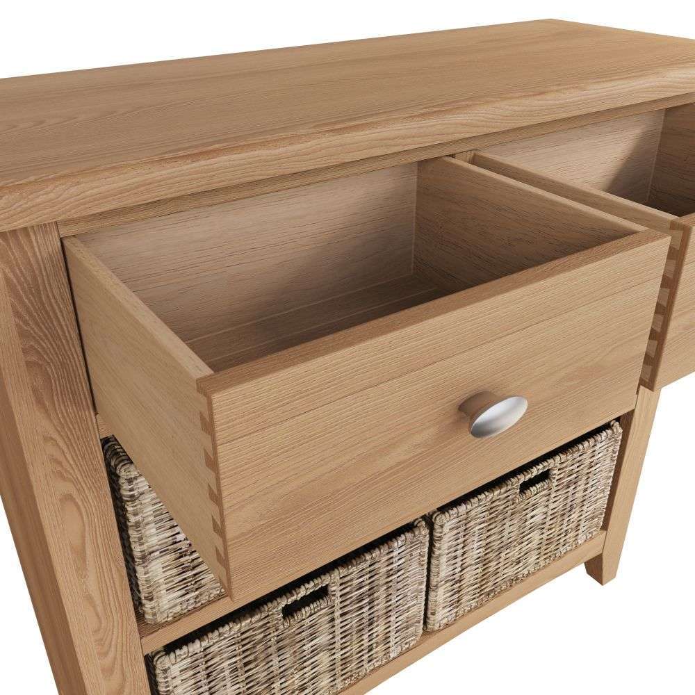 Essentials GAO Dining & Occasional 2 Drawer 4 Basket Unit Light oak
