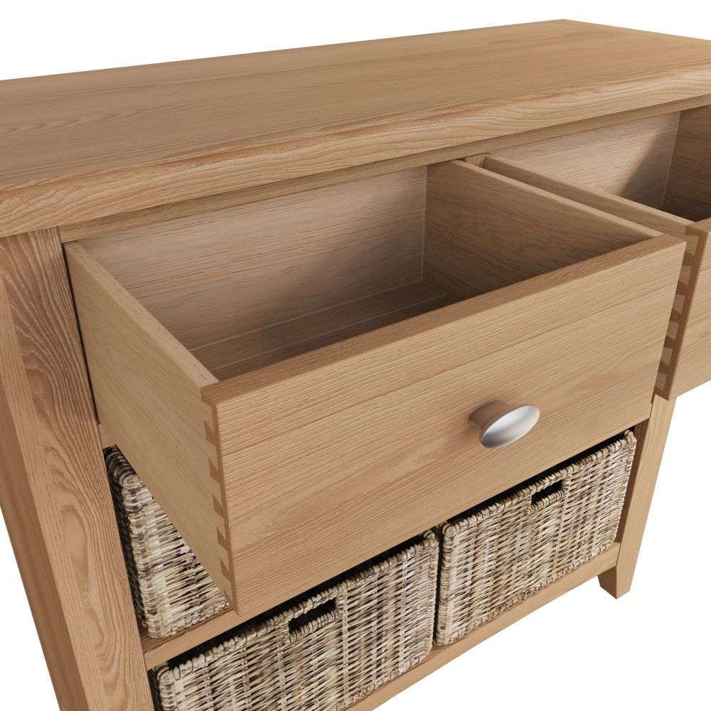 Essentials GAO Dining & Occasional 2 Drawer 4 Basket Unit	Light oak