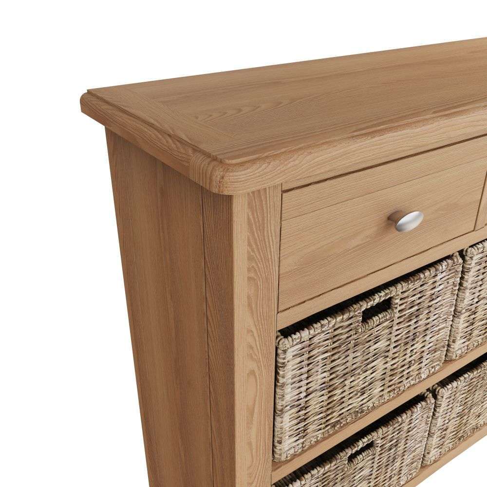 Essentials GAO Dining & Occasional 2 Drawer 4 Basket Unit Light oak