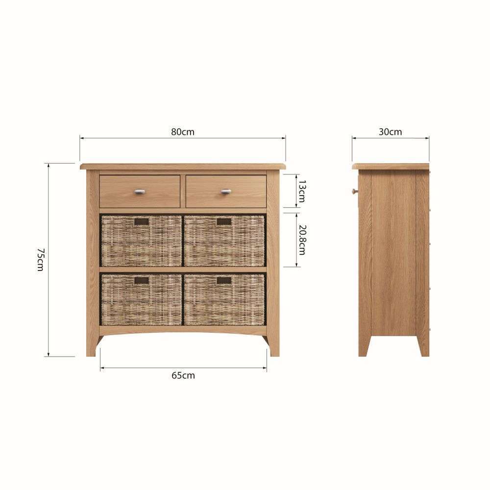 Essentials GAO Dining & Occasional 2 Drawer 4 Basket Unit	Light oak