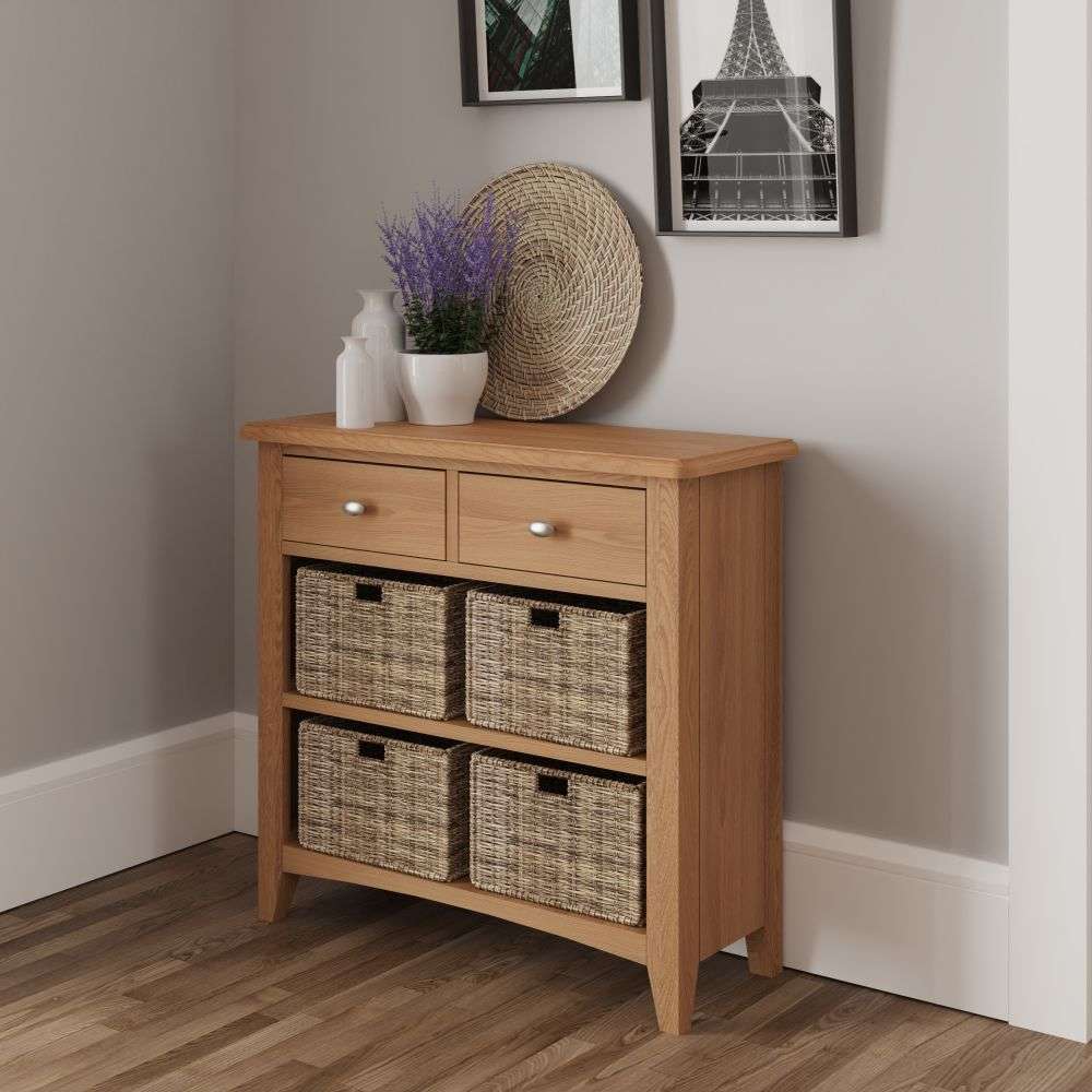 Essentials GAO Dining & Occasional 2 Drawer 4 Basket Unit Light oak