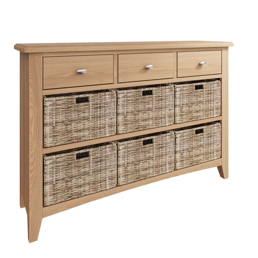 Essentials	GAO Dining & Occasional 3 Drawer 6 Basket Unit	Light oak