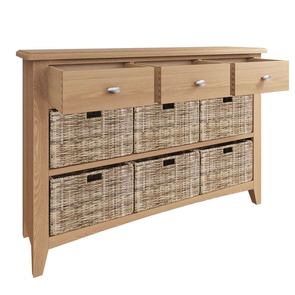 Essentials	GAO Dining & Occasional 3 Drawer 6 Basket Unit	Light oak