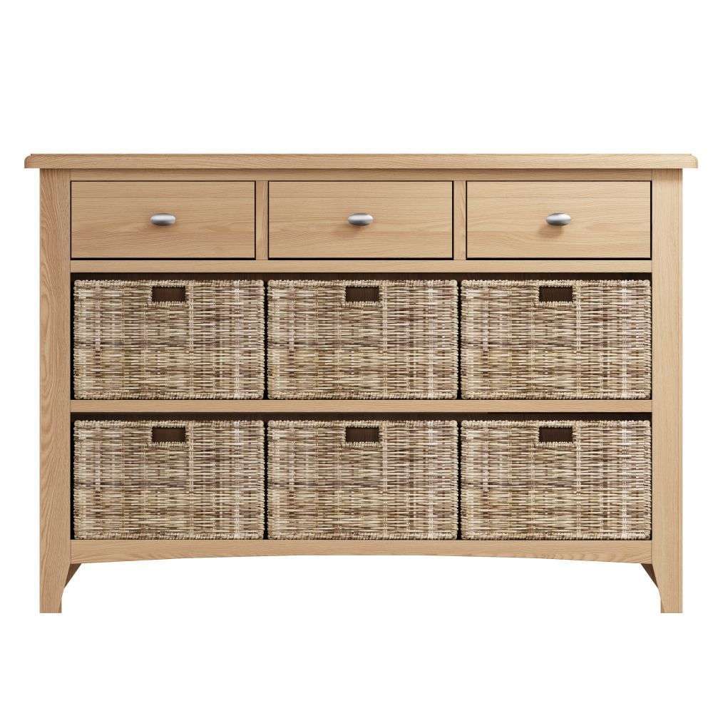 Essentials	GAO Dining & Occasional 3 Drawer 6 Basket Unit	Light oak