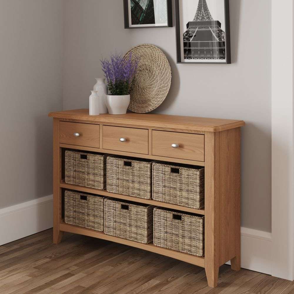 Essentials	GAO Dining & Occasional 3 Drawer 6 Basket Unit	Light oak