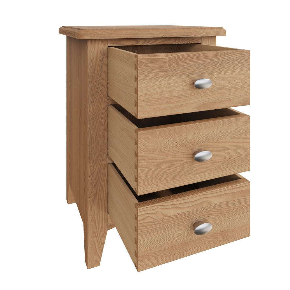 Essentials GAO Bedroom 3 Drawer Bedside Light oak