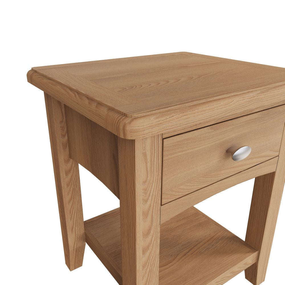 Essentials GAO Dining & Occasional 1 Drawer Lamp Table Light oak