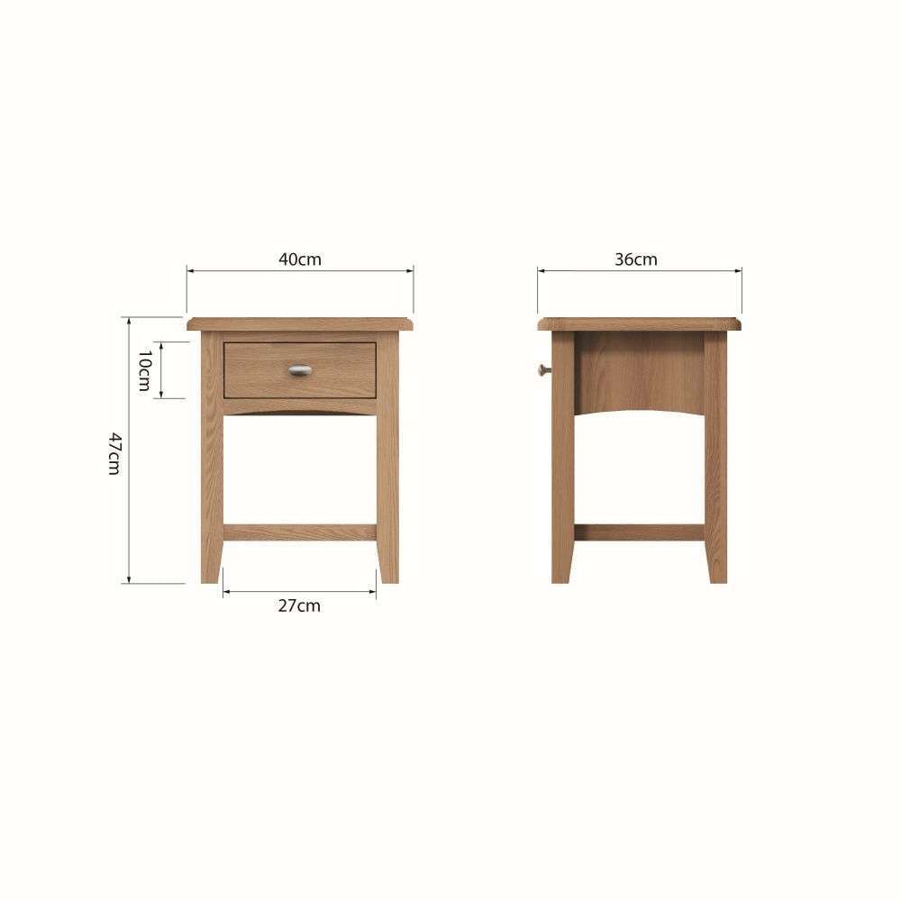 Essentials GAO Dining & Occasional 1 Drawer Lamp Table Light oak