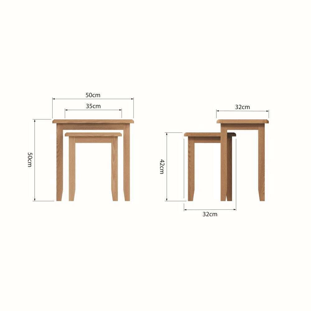 Essentials GAO Dining & Occasional Nest Of 2 Tables Light oak