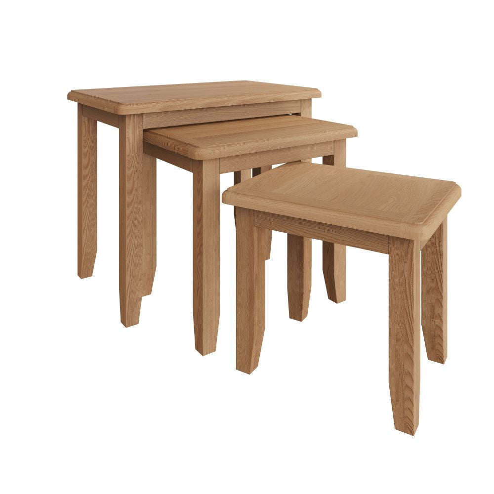 Essentials	GAO Dining & Occasional Nest Of 3 Tables Light oak