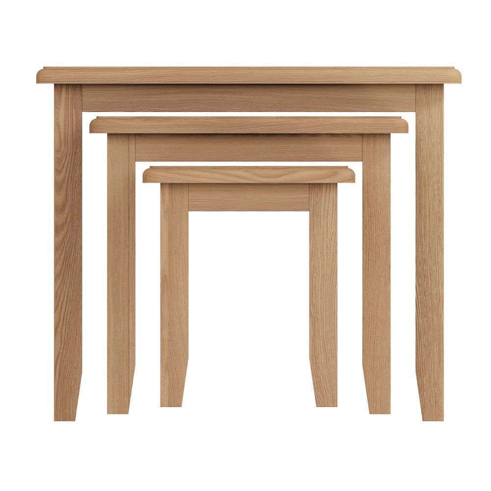 Essentials	GAO Dining & Occasional Nest Of 3 Tables Light oak