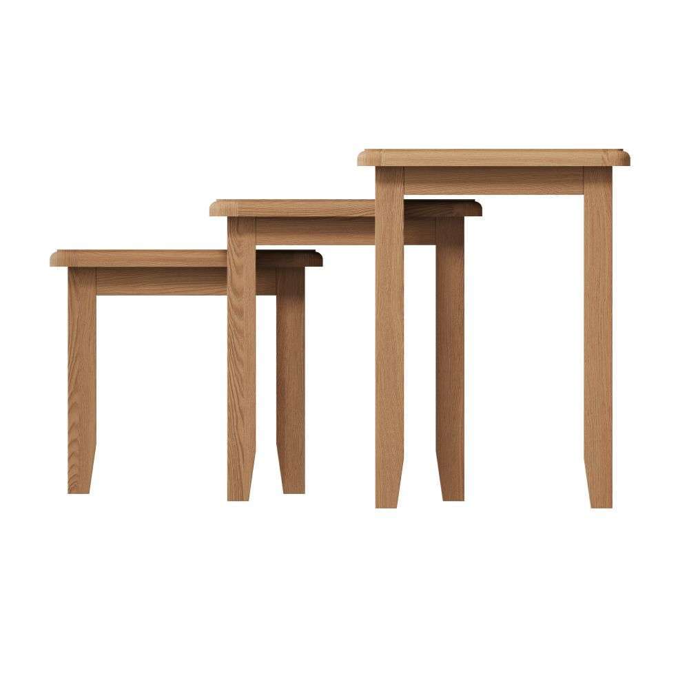 Essentials	GAO Dining & Occasional Nest Of 3 Tables Light oak